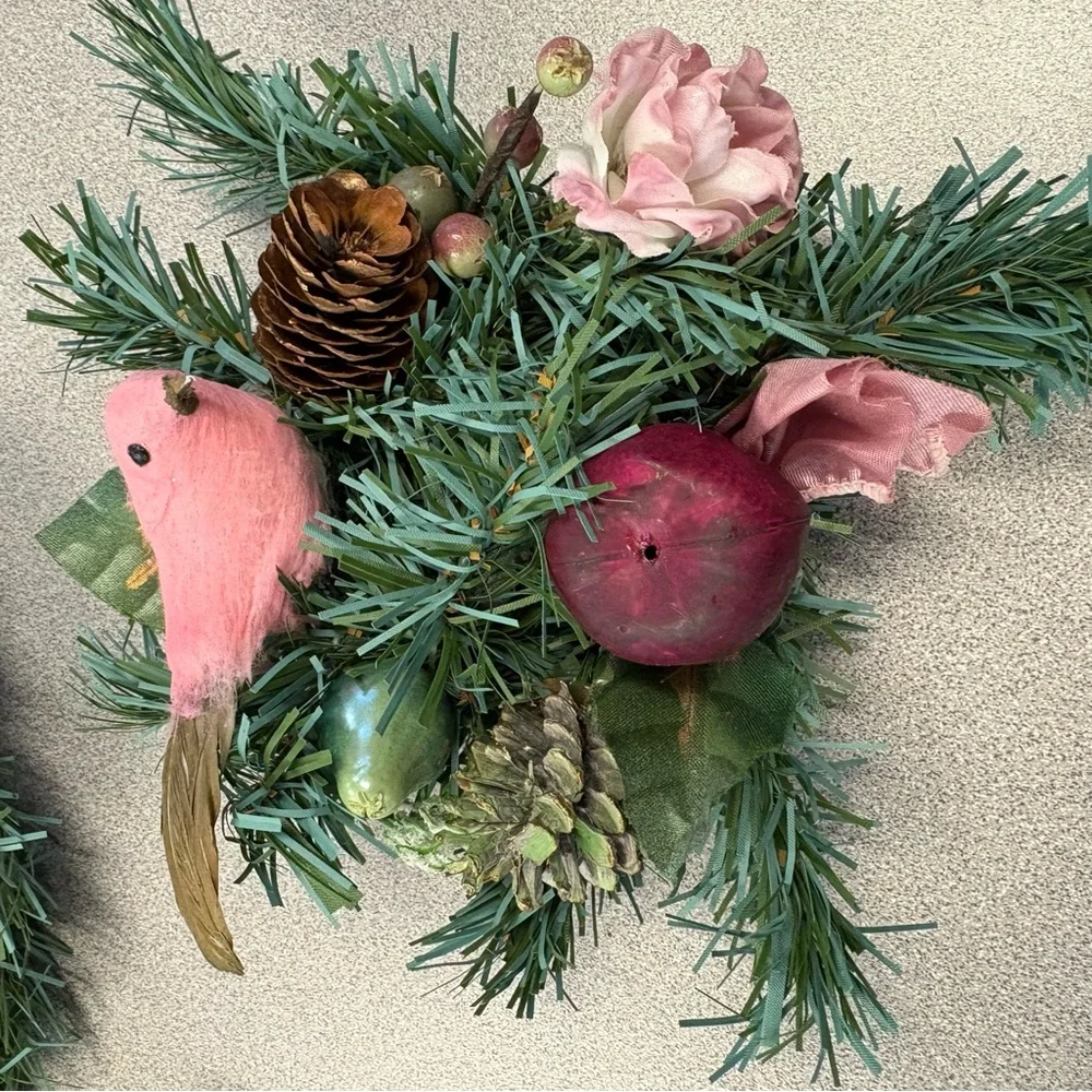 Vintage Greenery w/ Pink Birds Victorian Decor